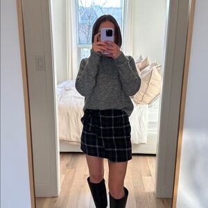 Wilfred Navy and Green Plaid Mini Skirt